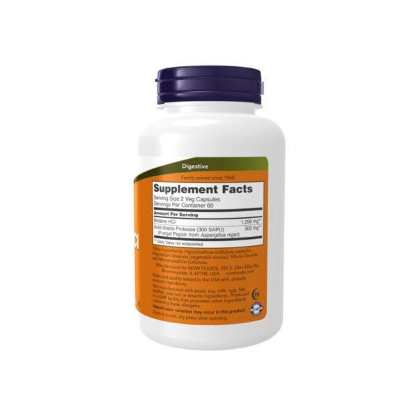 Betaine HCl 648 mg 120 cápsulas vegetales