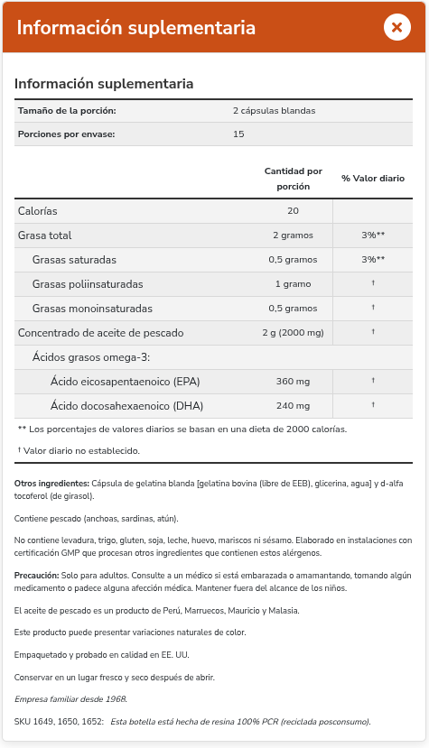 Omega-3 1000mg 30 cápsulas blandas